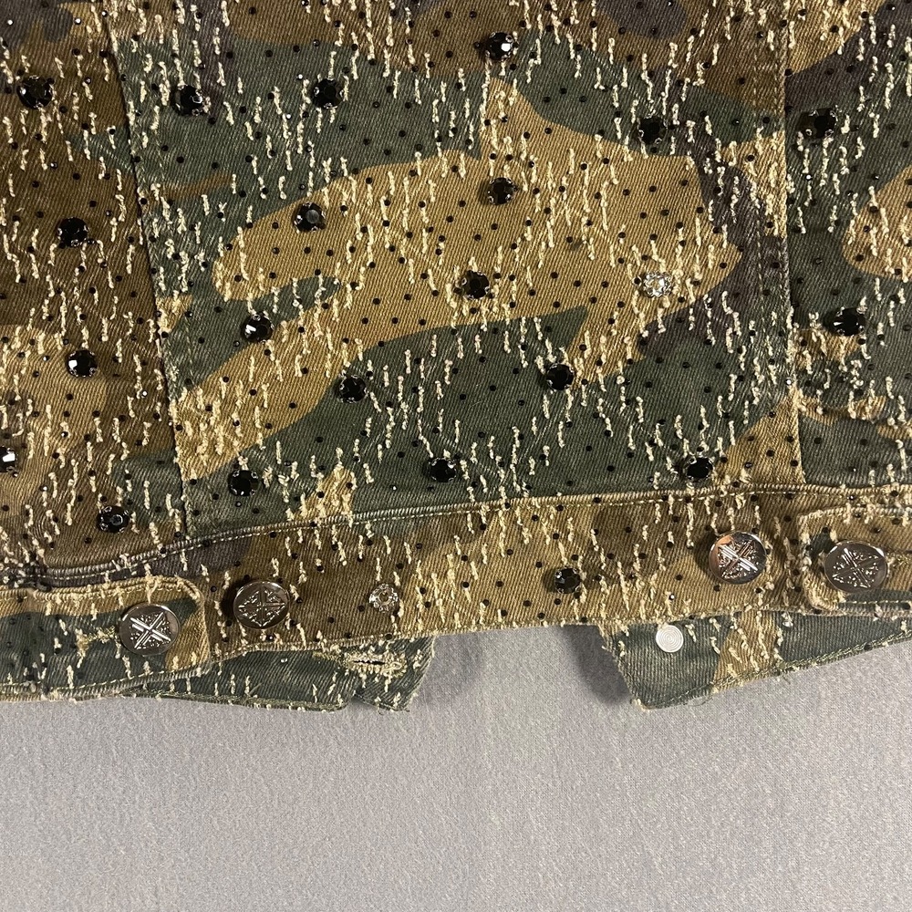 GUAPI Kids 3T Camo Distressed Rhinestone Crystal Denim Jacket Embellished - Picture 13 of 16